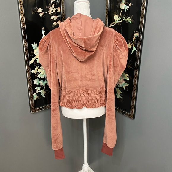 Y2K style women’s Velour Zip Up Hoodie fitted Waistband Retro Club wear - Picture 4 of 14